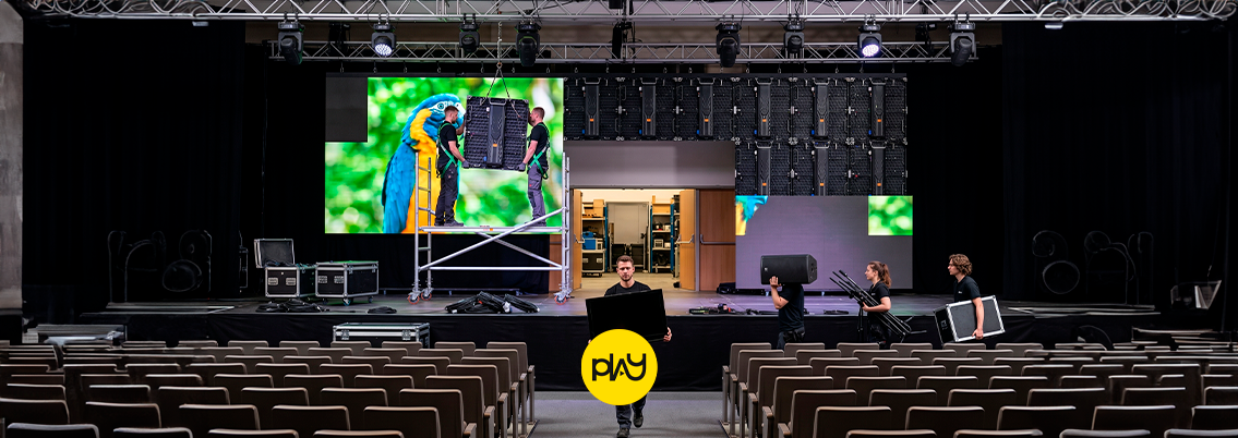 aluguel de equipamentos audiovisuais para feiras com montagem